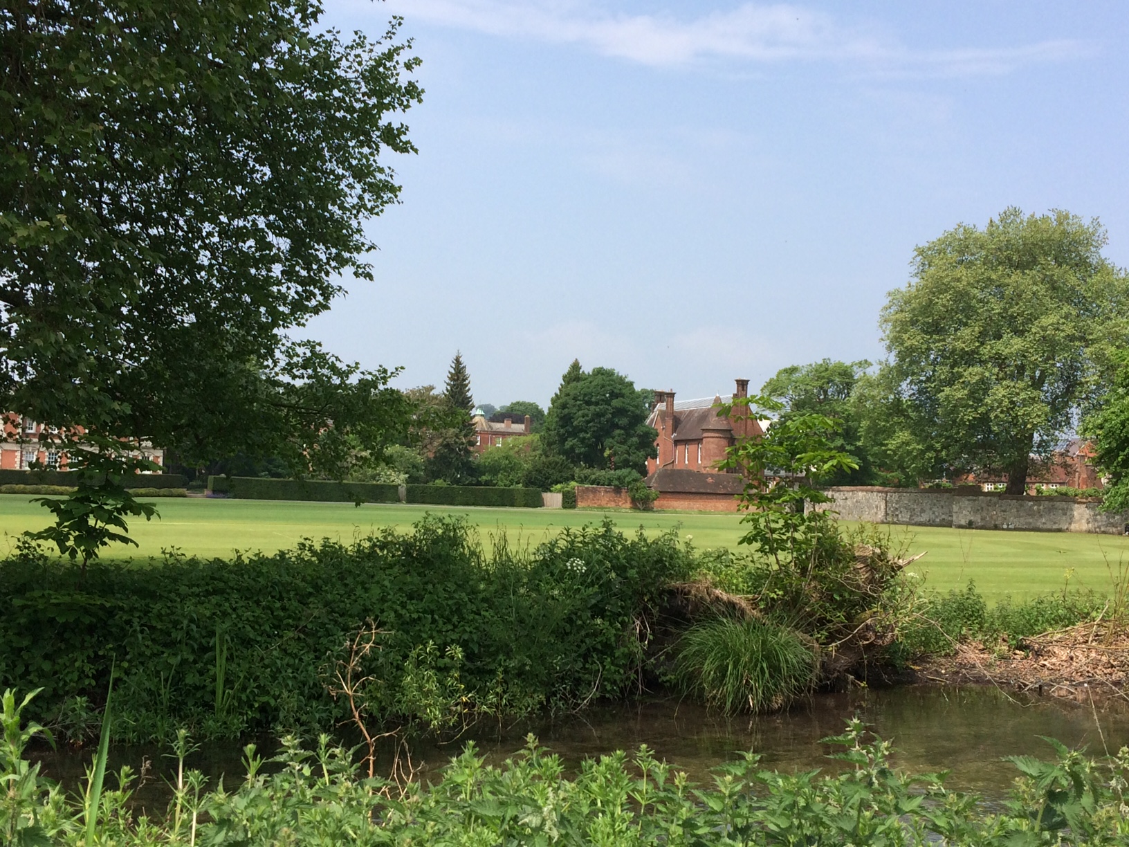 Looking across the River Itchen to some historic buildings
