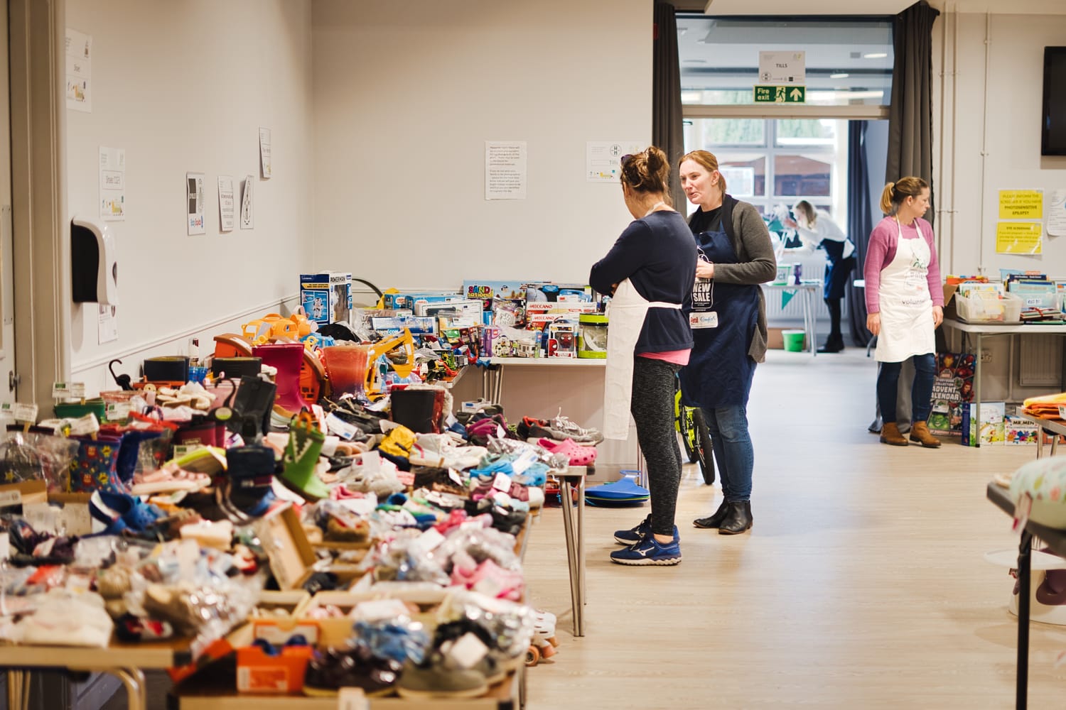 Staff and stalls at an NCT Nearly New Sale