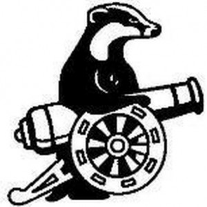 A drawing of a badger and a cannon