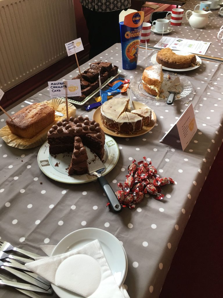 Delicious cake and tea at the Chat-Tea Cafe