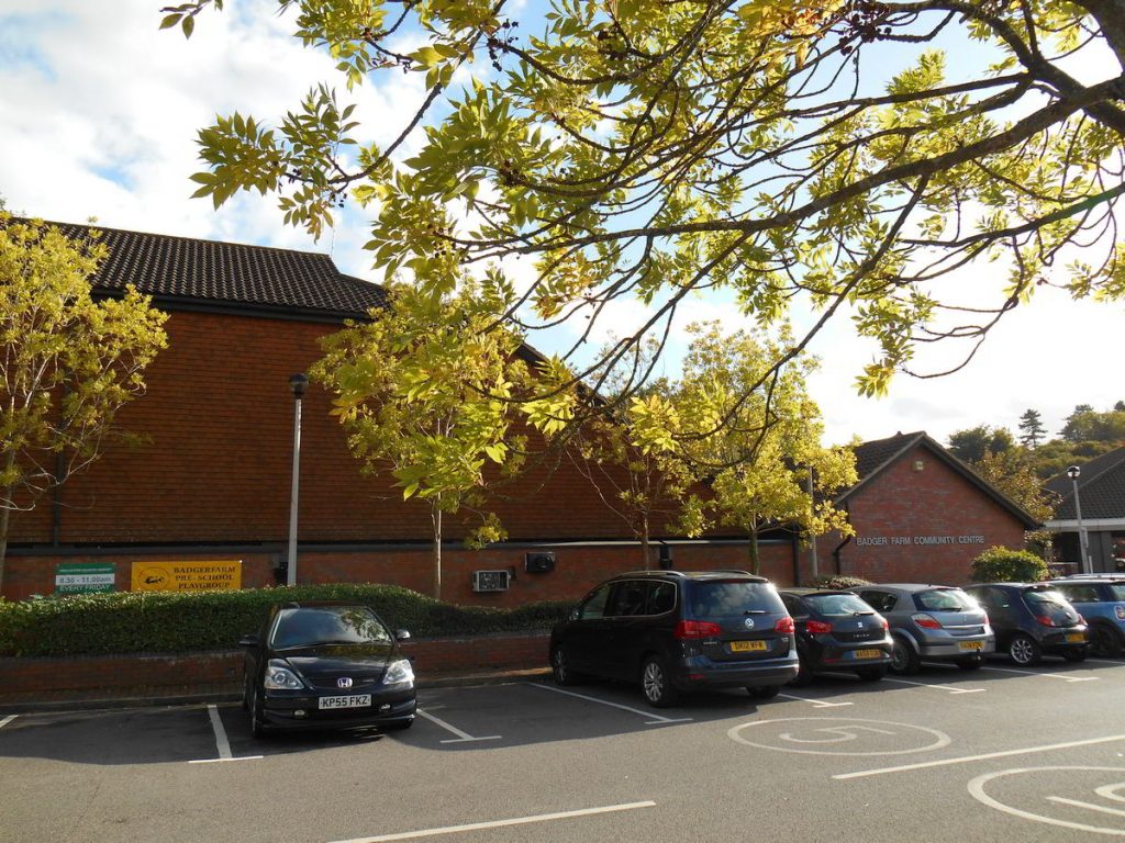 Sainsbury's car park offers parking for the Badger Farm Community Centre