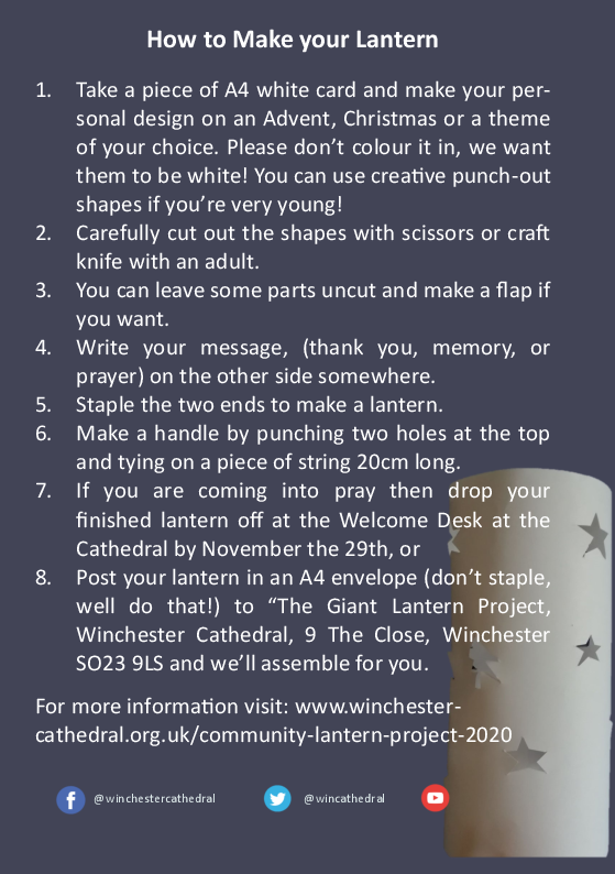 How to Make your Lantern for the Winchester Cathedral Christmas art installation.