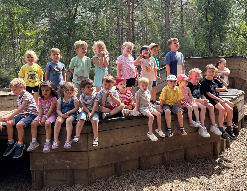 The children of Badger Farm Pre-school on a day out at Moors Valley Country Park in Summer 2023