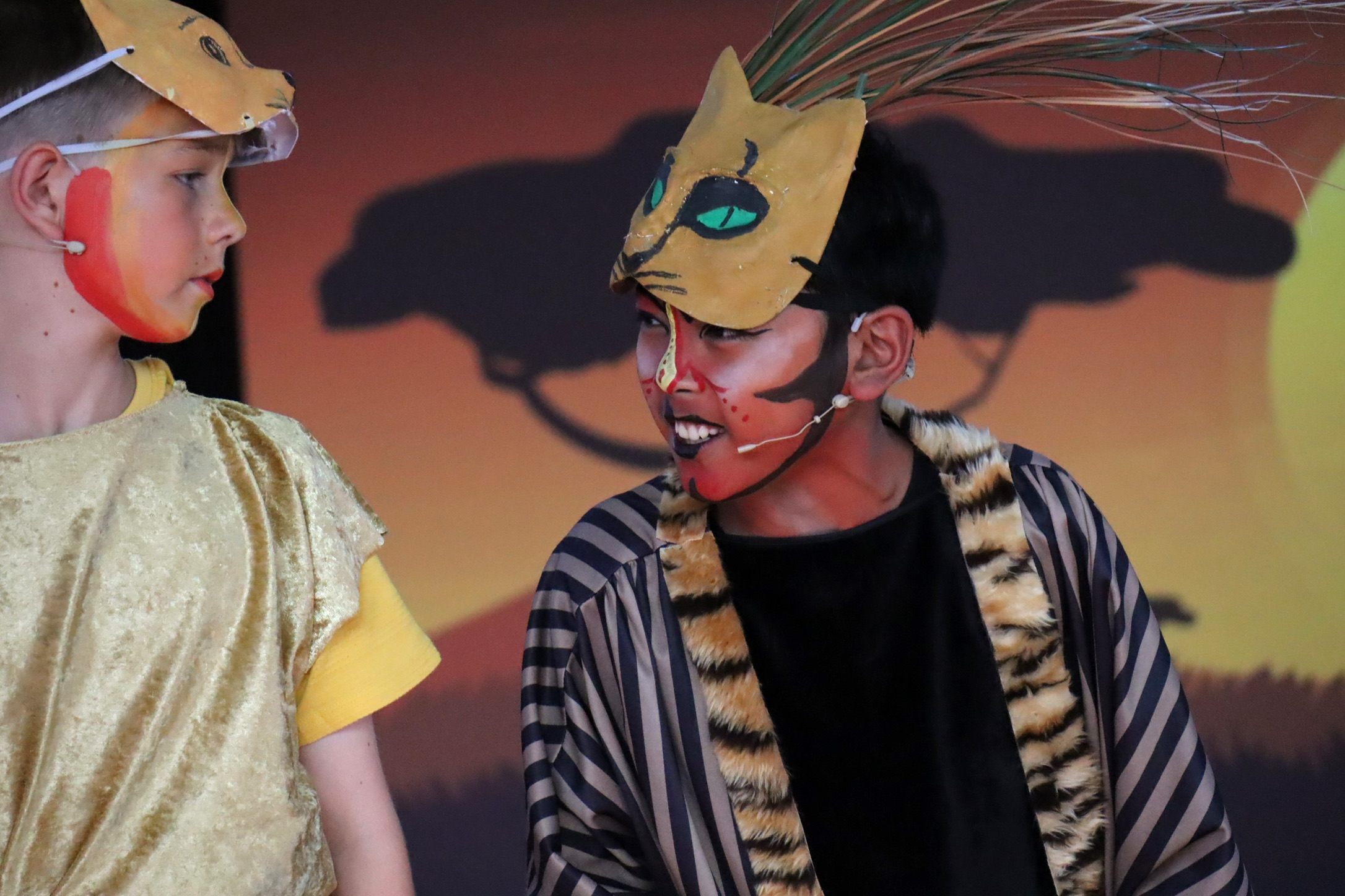 A pupil taking part in St Peter's Primary School production of The Lion King
