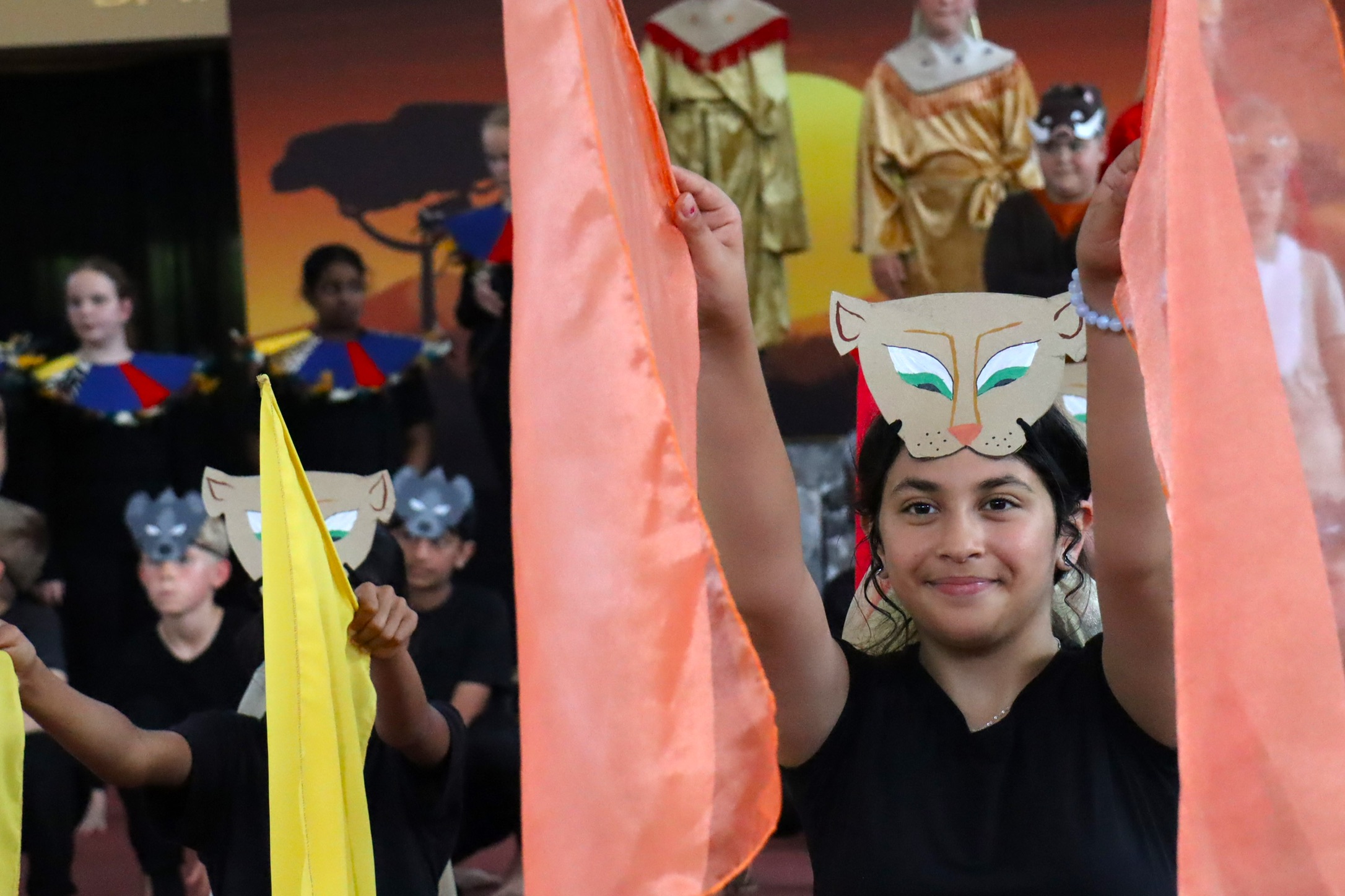 A pupil taking part in St Peter's Primary School production of The Lion King