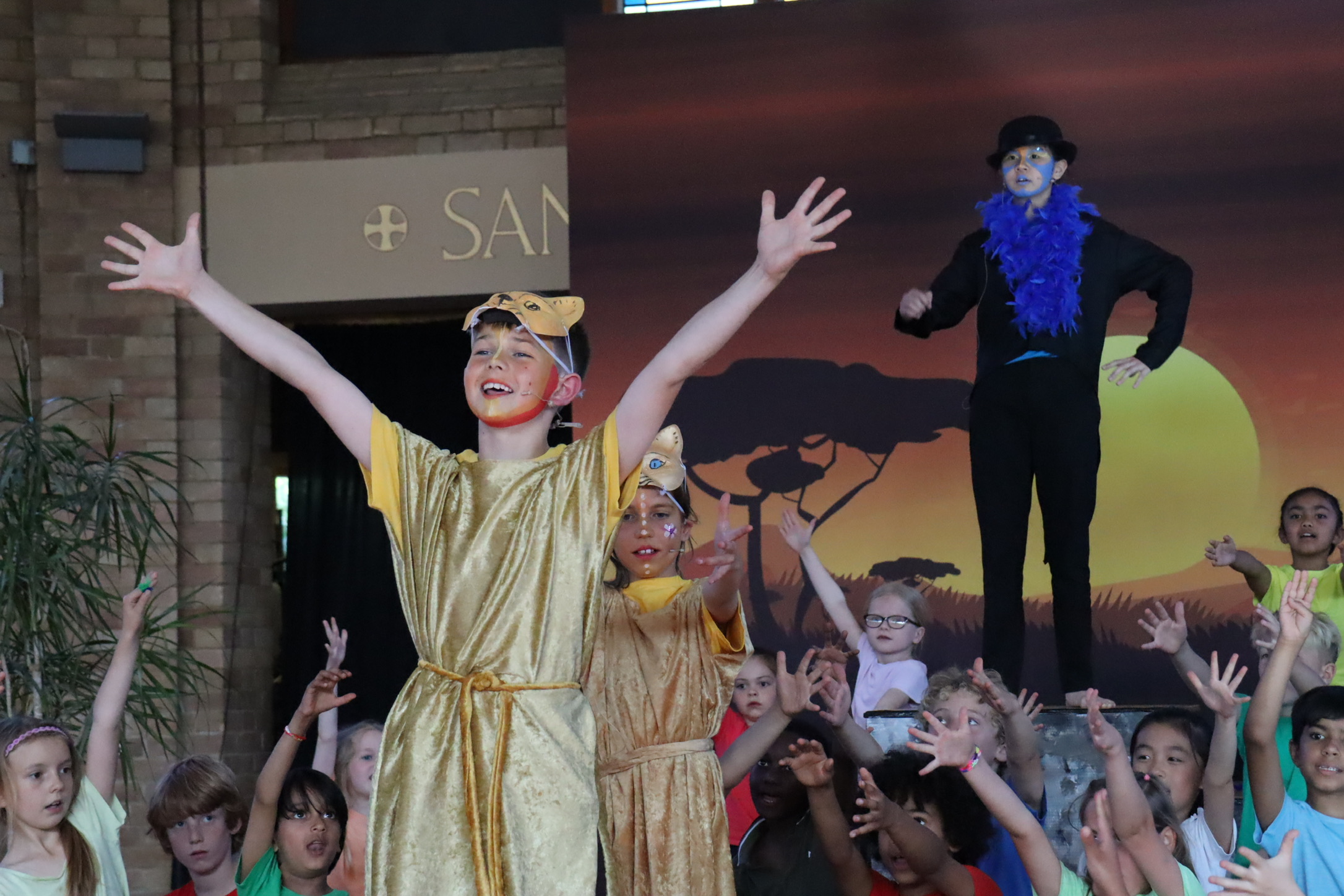 A pupil taking part in St Peter's Primary School production of The Lion King