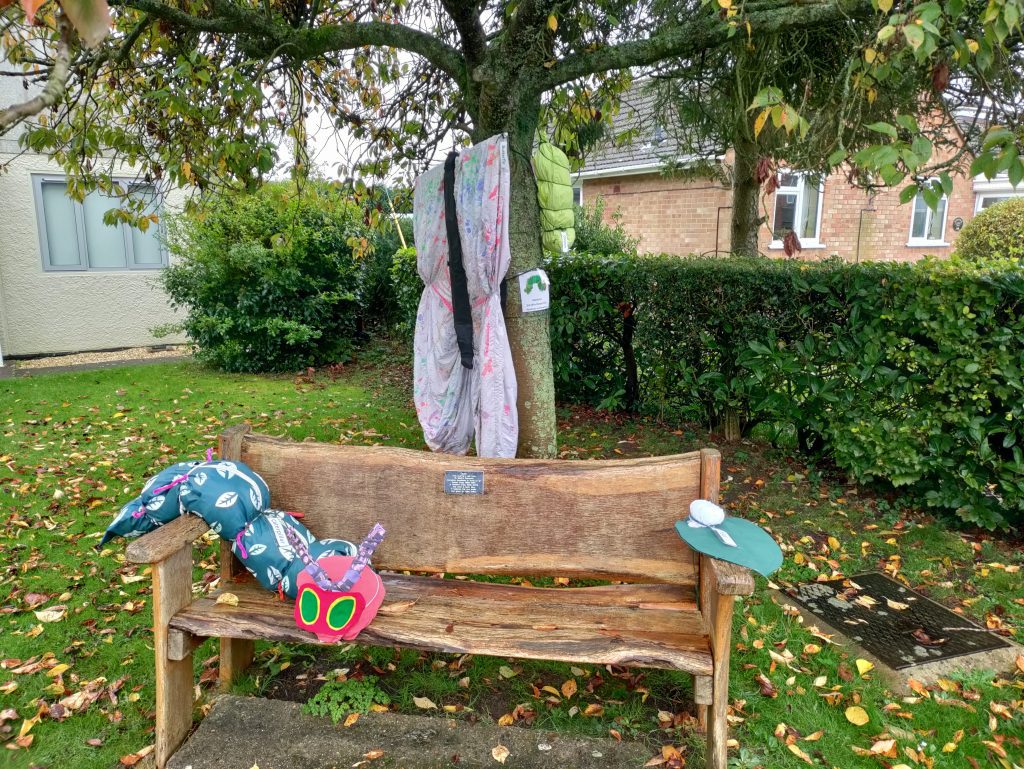 A ‘Very Hungry Caterpillar and Friends’ scarecrow.